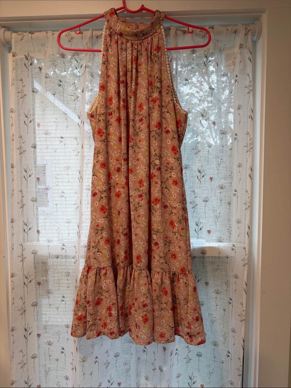 Sleeveless Nicole Miller Floral Dress in Blush Pink
